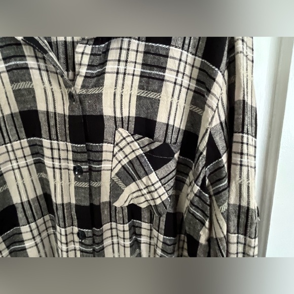 Linen Blend Womens Size 24W Studio Ease Woman Plaid Button Up Shirt Collar - Picture 4 of 9